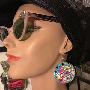 Gorgeous Colorful Acrylic Paint Poured On Both Sides Earrings!